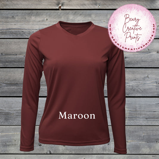 Maroon - BAW Dri-Fit Women's Long Sleeve