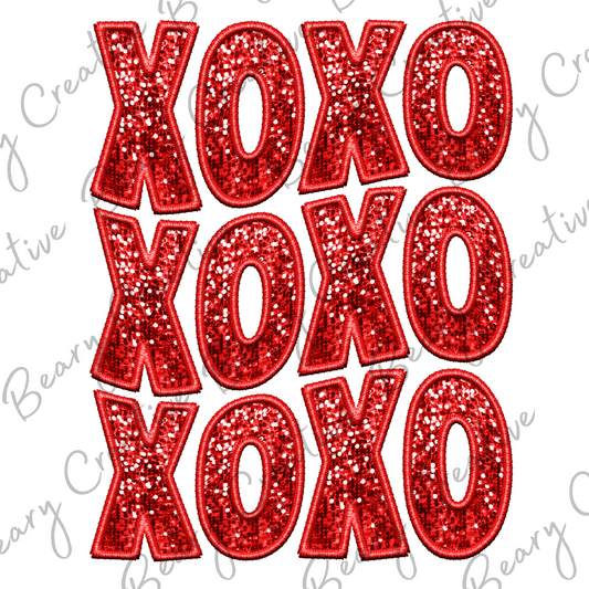 XOXO Red Faux Sequins