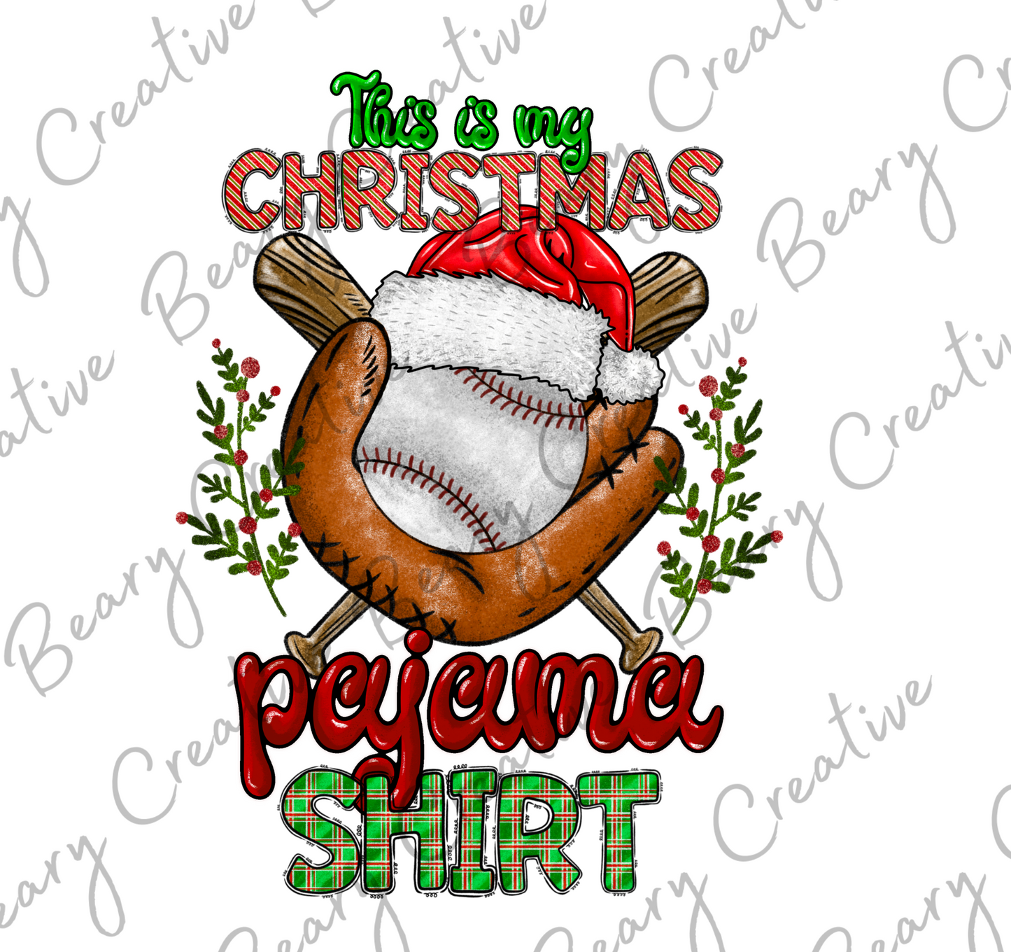 Baseball Christmas Pajama Shirt