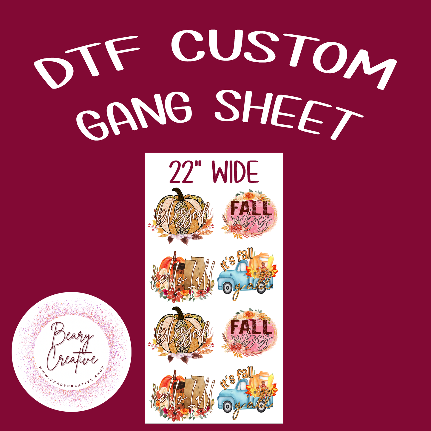 DTF Custom Transfer Gang Sheets